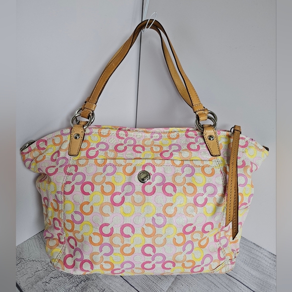 Coach Vintage Leah Signature Op Art Muti-color CC Shopper Tote #13142 & Wristlet - Picture 4 of 16